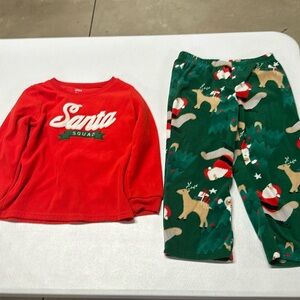 Boys Red/Green Christmas Santa shirt & pants pajama set - size 5